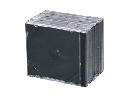 Obal na 1CD 10ks/balenie,  priehľadný s čiernym trayom, 10,4mm
