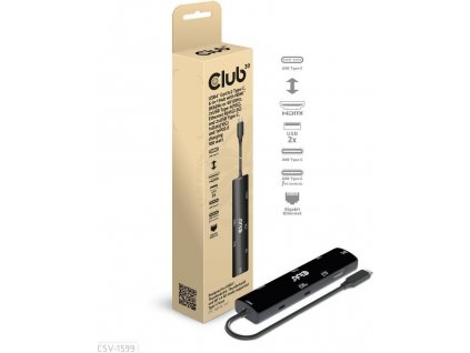 Club3D hub USB-C (USB4), 6-in-1 Hub s HDMI 8K60Hz/4K120Hz, 2xUSB-A, RJ45 a 2xUSB-C, 1xData, 1xPD 3.0