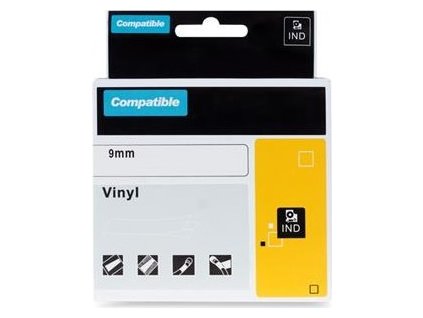 Páska Xerox kompatibilná s DYMO 18443, 9 mm x 5,5 m, čierna tlač / biely podklad, RHINO, vinyl - ALLPRINT