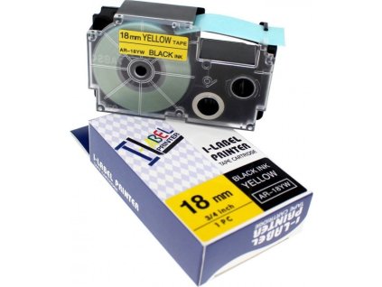 Páska Xerox kompatibilná s Casio XR-18YW1, 18 mm x 8 m, čierna tlač / žltý podklad - ALLPRINT
