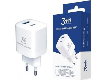 3mk síťová nabíječka - Hyper GaN Charger 33W, bílá