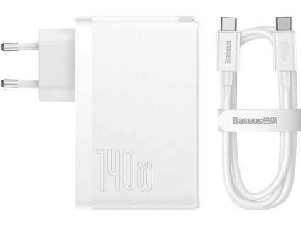 Baseus GaN5 Pro rychlonabíjecí adaptér 2x USB-C + USB-A 140W bílá