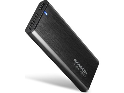 AXAGON EEM2-SB2, USB-C 3.2 Gen 2 - M.2 NVMe a SATA SSD kovový RAW box, bez skrutiek, čierny