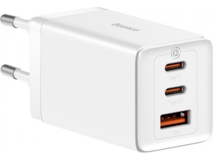 Baseus GaN5 Pro rychlonabíjecí adaptér 2x USB-C + USB-A 65W bílá