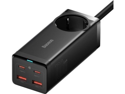 Baseus GaN3 Pro rychlonabíjecí stolní adaptér 2x USB-C + 2x USB-A + AC 100W 1.5m kabel černá