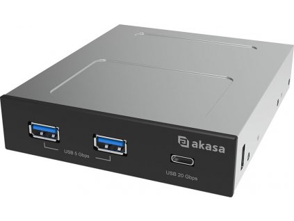 AKASA USB přední panel USB-C a dual USB-A porty, 3.5'' PC bay