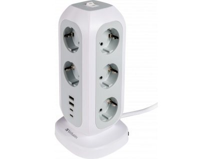 VERBATIM EU Power Tower EUPT-01 Nabíjecí stanice ,11x 230V, 2x USB-C, 2x USB-A