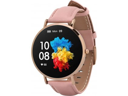 Garett Smartwatch Verona zlatá, růžový řemínek