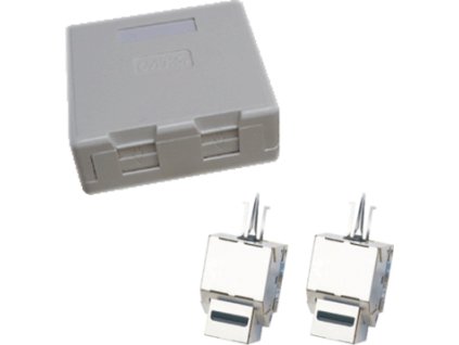 Dvojzásuvka CAT5E STP 2xRJ45 na omítku protiprach.