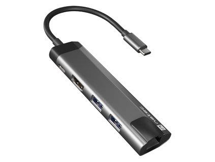 Natec multiport adaptér FOWLER GO HUB 5v1, 2X USB 3.0 HUB, HDMI 4K, USB-C PD, RJ45