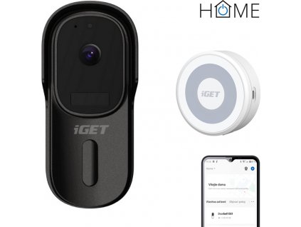 iGET HOME Doorbell DS1 Black + Chime CHS1 White