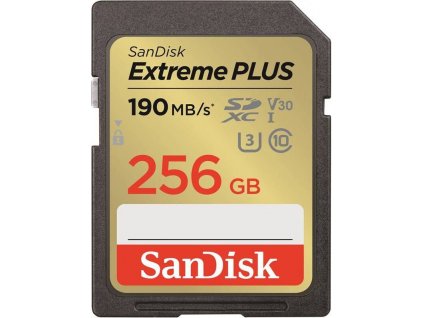 Karta SanDisk SDXC 256 GB Extreme PLUS (R 190 MB/s W130 MB/s Class 10, UHS-I U3 V30)