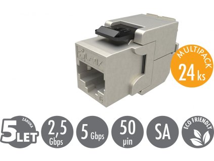 MULTIPACK 24 ks - samořezný keystone Solarix CAT6 STP SXKJ-6-STP-BK-SA