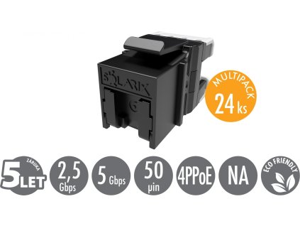 MULTIPACK 24 ks - rychlozařezávací keystone Solarix CAT6 UTP SXKJ-6-UTP-BK-NA Comp. Level a 4PPoE