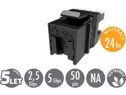 MULTIPACK 24 ks - rychlozařezávací keystone Solarix CAT5E UTP RJ45 SXKJ-5E-UTP-BK-NA