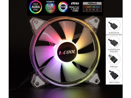 1stCOOL Ventilátor AURA EVO CRYSTAL, 120mm, ARGB