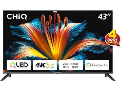 CHiQ U43QM8E TV 43", QLED, Google TV, Frameless, Dolby Audio, dbx-tv, nový design podstavce