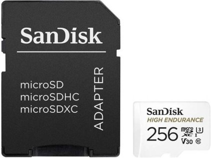 SanDisk High Endurance/micro SDXC/256GB/Class 10/+ Adaptér/Bílá