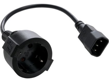 Kabel C-TECH síťový adaptér C14 (M) -> schuko (F), 15 cm