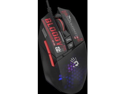 A4tech BLOODY W60 Max Mini, podsvícená herní myš, 12000 DPI, černá, USB