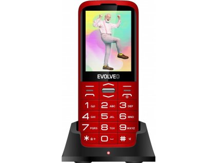 EVOLVEO EasyPhone XO, mobilní telefon pro seniory s nabíjecím stojánkem, červená