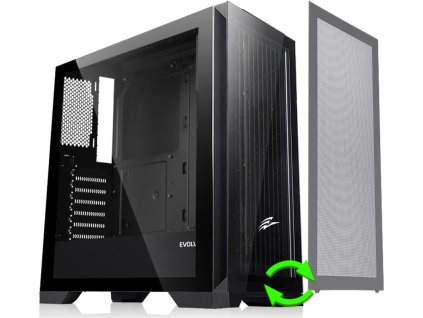 EVOLVEO Ptero Q2, 2x čelní panel - sklo /mřížka, case ATX, černá