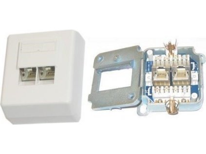 Zásuvka Profi STP 2x RJ45 Cat5E, korunka, sadrokartón