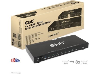 Club3D Video rozbočovač 1:4 HDMI 2.0 4K120Hz, 4 porty, černá