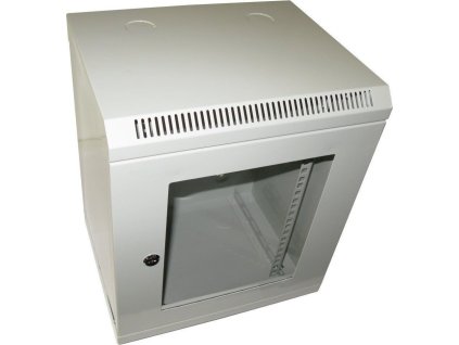 XtendLan 10" nástěnný rozvaděč 9U 350x140, nosnost 50 kg, dveře z plexiskla, svařovaný, šedý