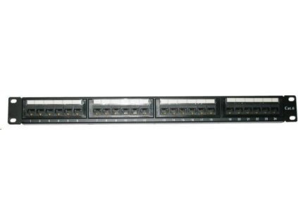 19" Patch panel XtendLan 24portový, UTP, Cat6, 30µm, dvojitá svorkovnica, čierny