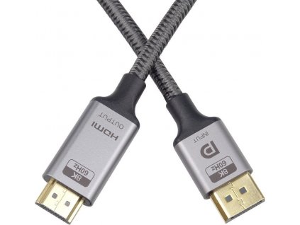 PremiumCord kabel DisplayPort 1.4 na HDMI2.1, pro rozlišení 8K@60Hz,4K@144Hz, 2m