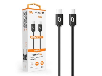 ALIGATOR datový kabel POWER 60W, USB-C/USB-C 3A, délka 1 m, černá