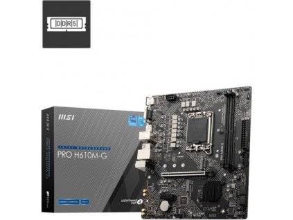 MSI MB Sc LGA1700 PRO H610M-G, Intel H610, 2xDDR5, 1xDP, 1xHDMI, 1xVGA, mATX