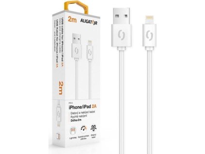 ALIGATOR datový kabel 2A, Lightning, délka 2m, bílá