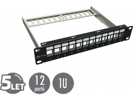 Solarix 10" modulární neosazený patch panel Solarix 12 portů 1U SX12M-0-STP-BK-UNI-N-10