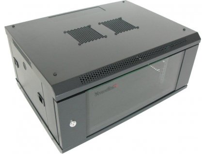XtendLan 19" nástěnný rozvaděč 4U 600x450, nosnost 60 kg, skleněné dveře, svařovaný, černý