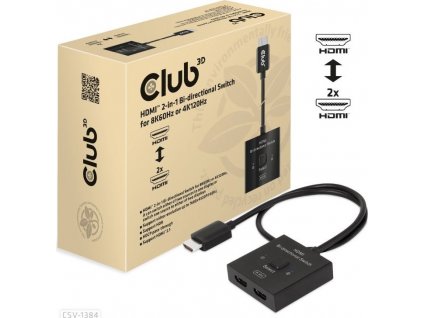 Club3D Switch, HDMI na 2xHDMI Oboustranný 2v1, 8K60Hz, 4K120Hz