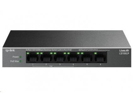 TP-Link LiteWave switch LS106LP (6x100Mb/s, 4xPoE, 41W, fanless)