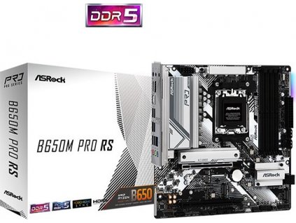 ASRock MB Sc AM5 B650M PRO RS, AMD B650, 4xDDR5, 1xDP, 1xHDMI, mATX