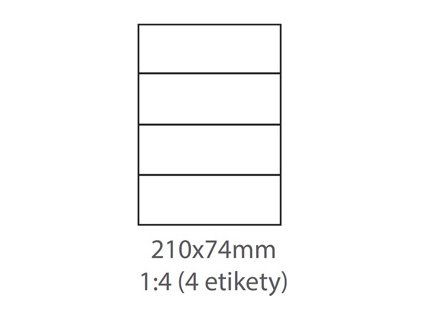 etikety ECODATA Samolepiace 210x74 univerzálne biele 4ks/A4 (100 listov A4/bal.)