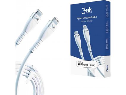 3mk datový kabel - Hyper Silicone Cable Type-C to Lightning 20W 3A, bílá