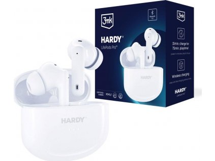 3mk bezdrátová stereo sluchátka HARDY LifePods Pro, stereo, nabíjecí pouzdro, bílá