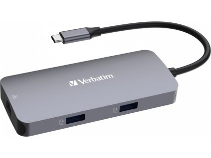 VERBATIM Hub USB-C Pro Multiport 5 Port, 2x USB 3.2, 1x USB-C, HDMI, RJ45, šedá