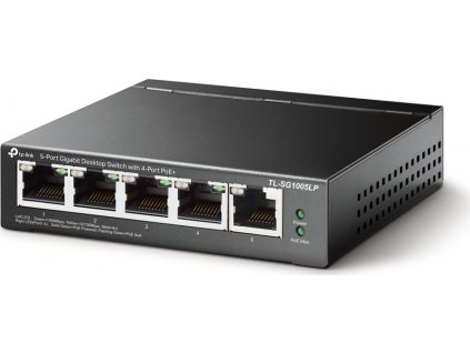 TP-Link switch TL-SG1005LP (5xGbE, 4xPoE+, 40W, fanless)