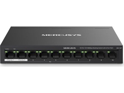 MERCUSYS switch MS110P (10x100Mb/s,8xPoE+,65W,fanless)