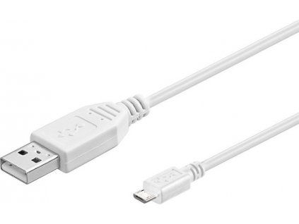 PremiumCord kabel micro USB 2.0, A-B 3m, bílá