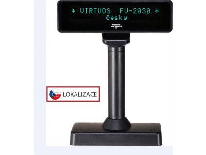 Virtuos VFD zákaznícky displej Virtuos FV-2030B 2x20 9 mm, sériový, čierny