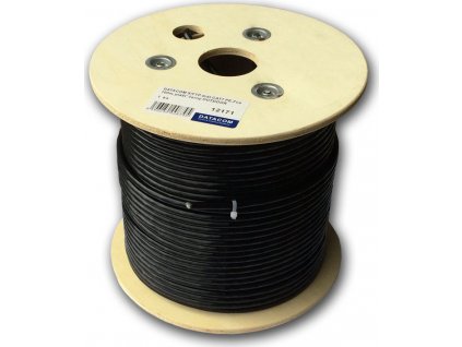 DATACOM S/FTP drát CAT7  PE,Fca  100m, plášť černý  OUTDOOR