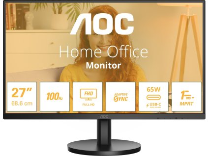 AOC MT IPS LCD WLED 27" 27B3CA2 - IPS panel, 100Hz, 1920x1080, HDMI, USB-C, USB 3.2, repro