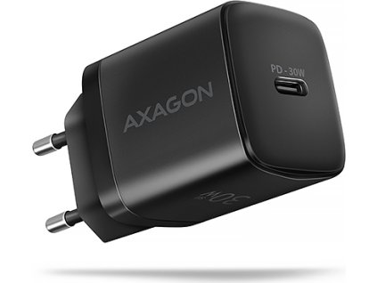 AXAGON ACU-PD30, Sil nabíjačka do siete 30W, 1x port USB-C, PD3.0/PPS/QC4+/SFC/AFC/Apple, čierna